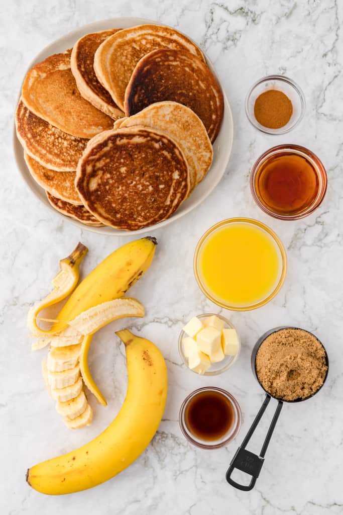 ingredients for bananas foster topping