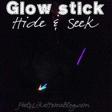 glow sticks in the dark with the title "glow stick hide & seek"