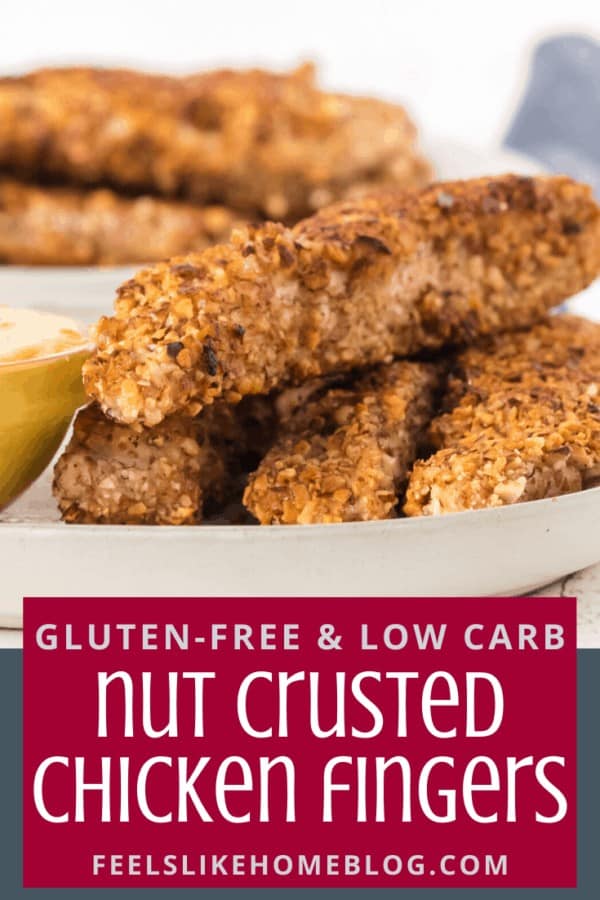 A plate of almond crusted chicken tenders