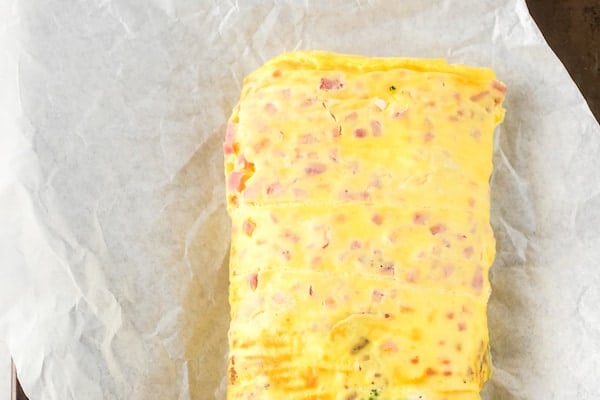 ham and cheese omelet rolled up