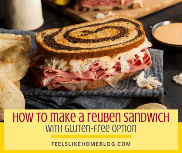 A close up of a reuben sandwich on a plate