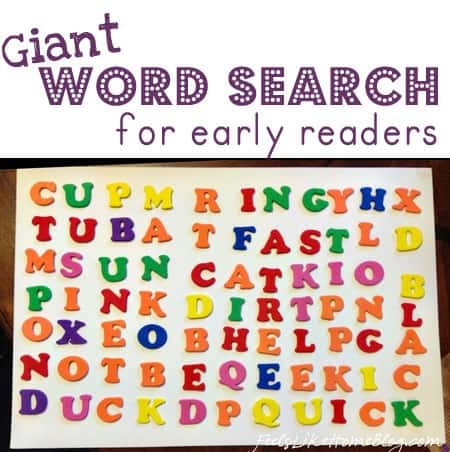 Giant word search made of letter stickers