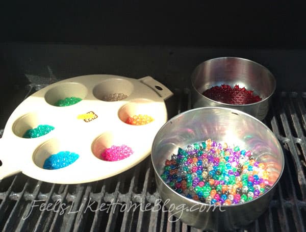 Trays of beads before they were melted