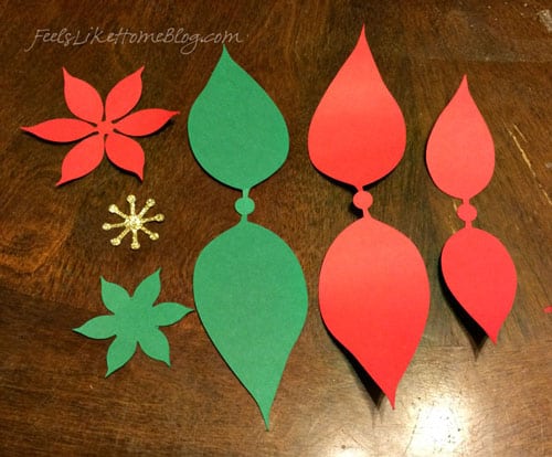 Pieces to make a paper poinsettia