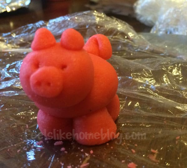 a close up of a marzipan piggy