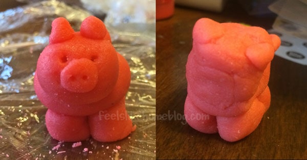a collage of marzipan piggies