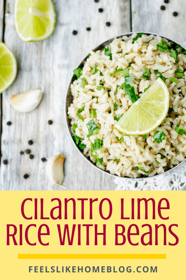 How to make the best cilantro lime rice with black beans, corn, and tomatoes - This simple and easy homemade recipe makes a full meal in one skillet! Quick when you use minute rice and a healthy meatless meal with white or brown rice.