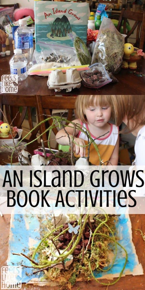 A little girl building an island on a table