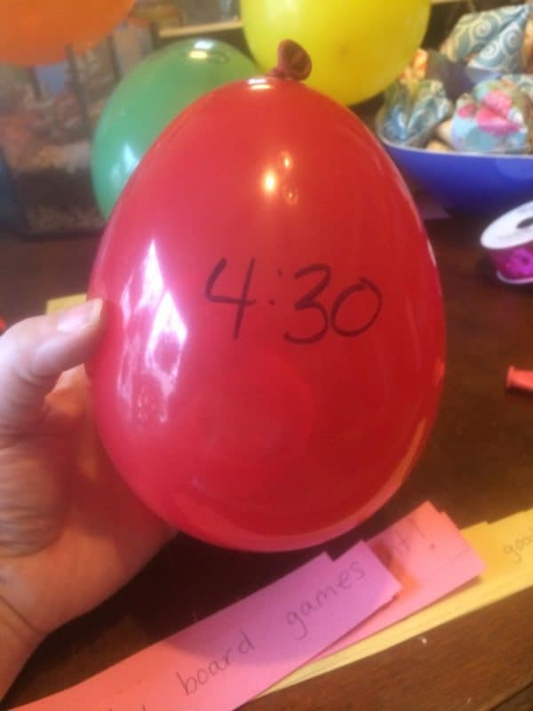 Balloon with a time on it