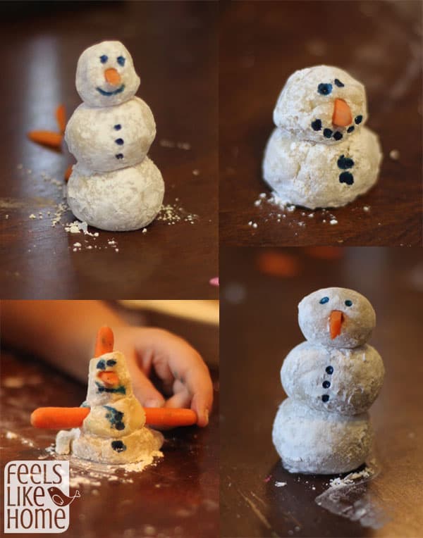 A group of marzipan snowmen