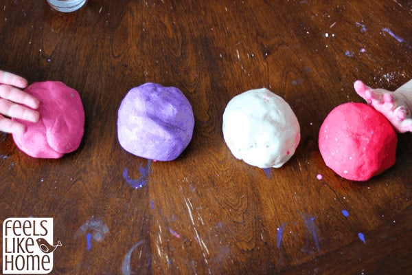 colored salt dough balls