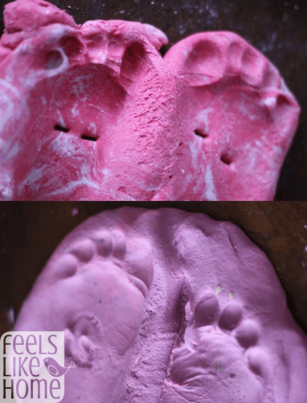 How to make colored salt dough - footprints