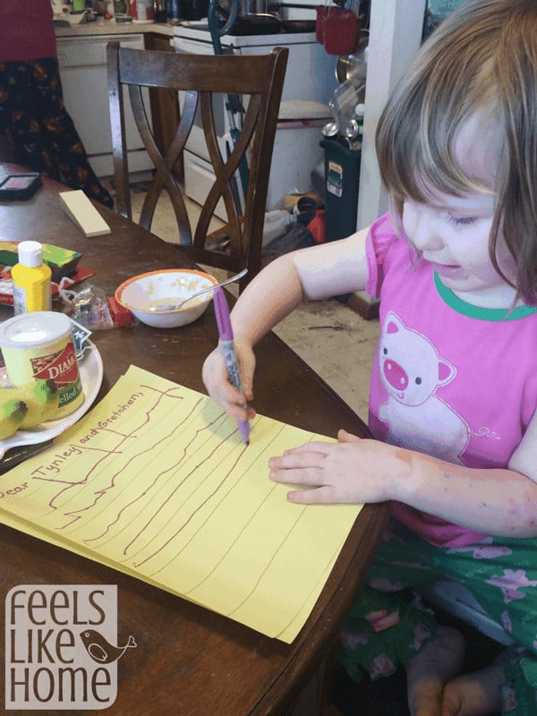 Letter writing activity for preschoolers