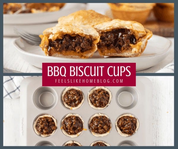 BBQ beef biscuit cups on a plate