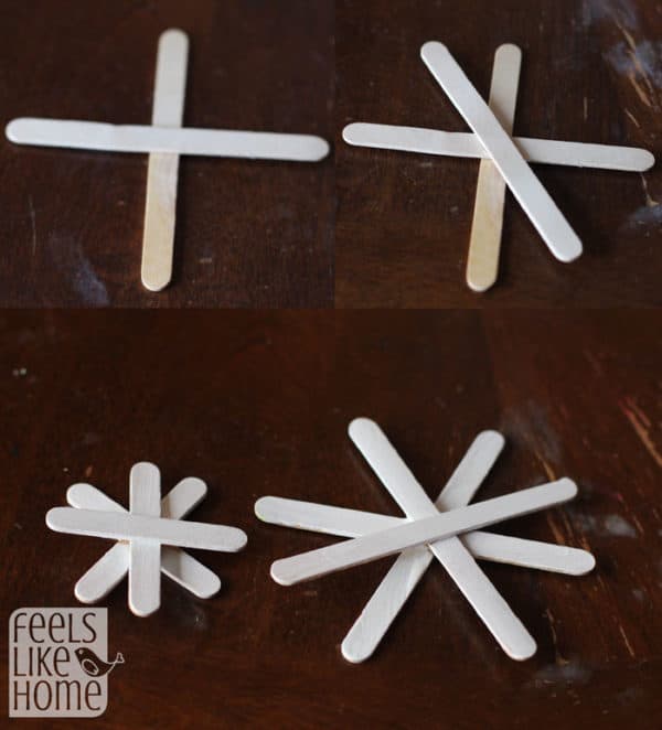 Snowflakes made of popsicle sticks