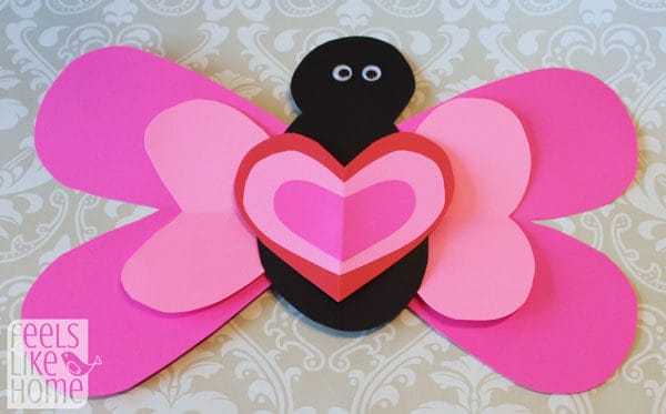 Valentine's Day heart-shaped animal crafts for kids butterfly