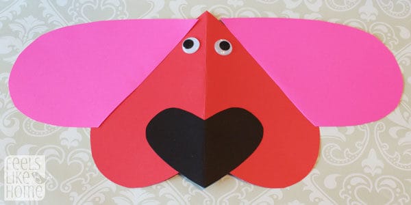 Valentine's Day heart-shaped animal crafts for kids dog