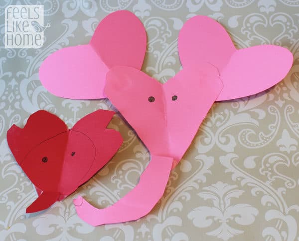 Valentine's Day heart-shaped animal crafts for kids elephant