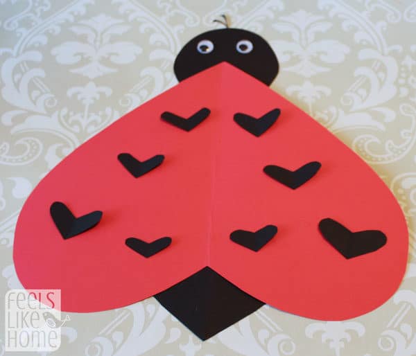 Valentine's Day heart-shaped animal crafts for kids ladybug