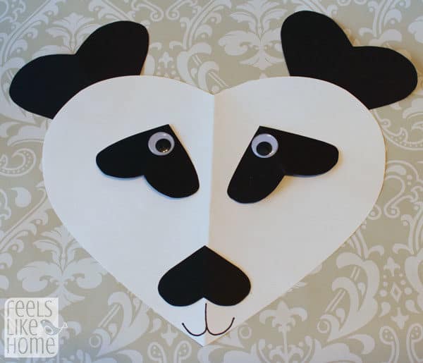 Valentine's Day heart-shaped animal crafts for kids panda bear