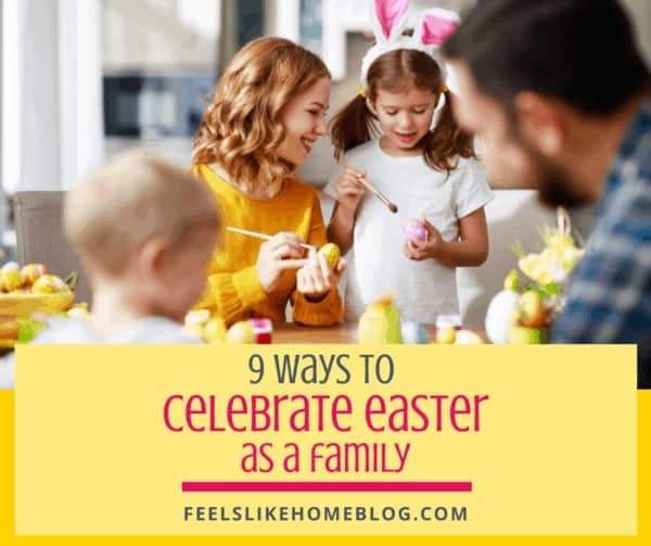 A group of people painting Easter eggs