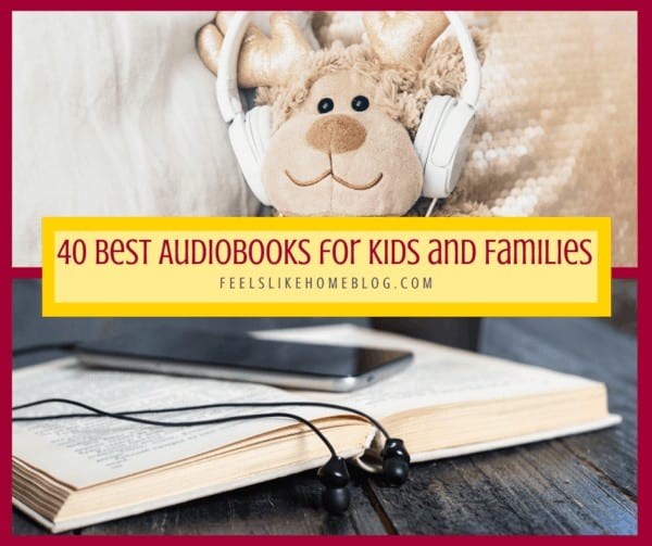 A stuffed animal listening to an audiobook