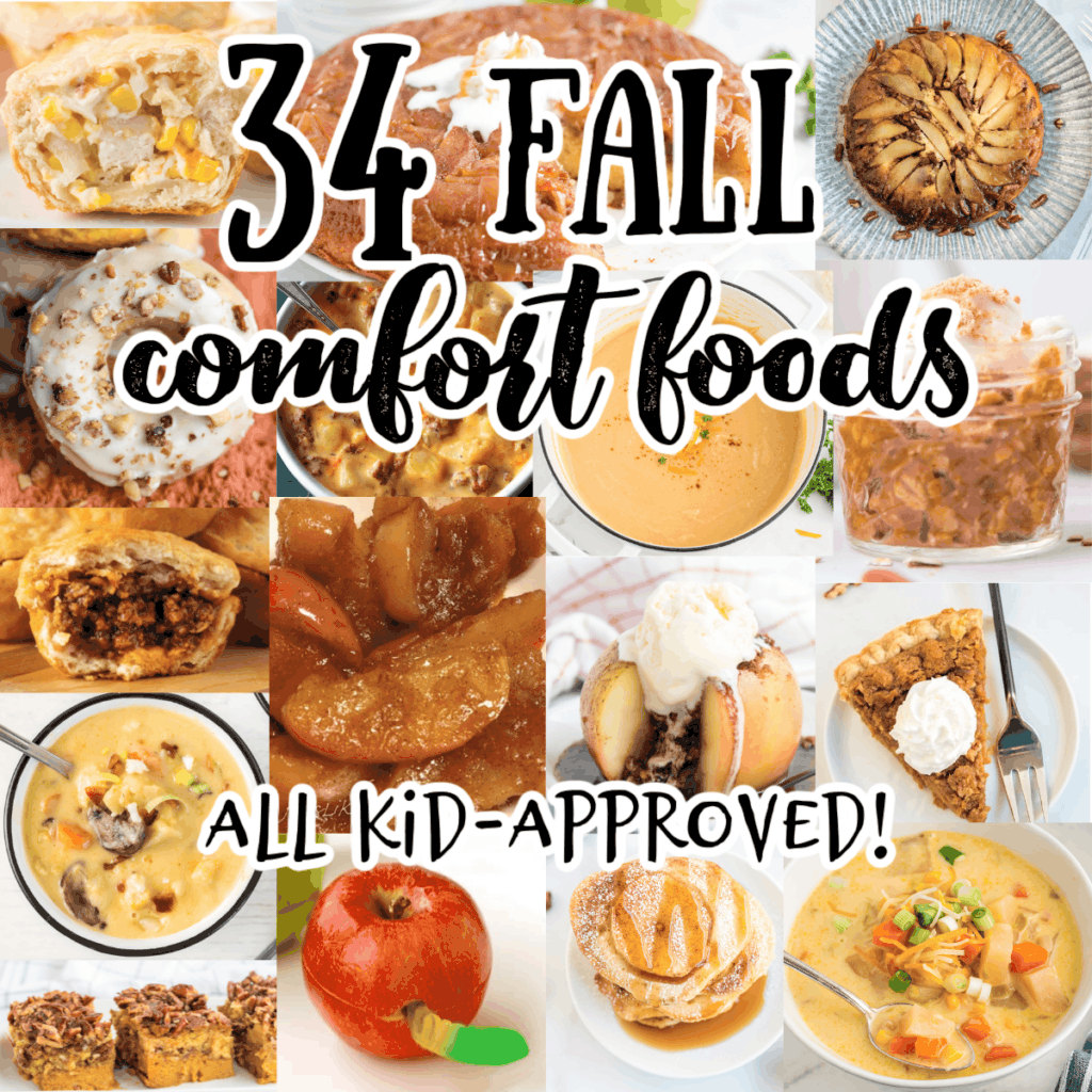 collage of fall comfort foods