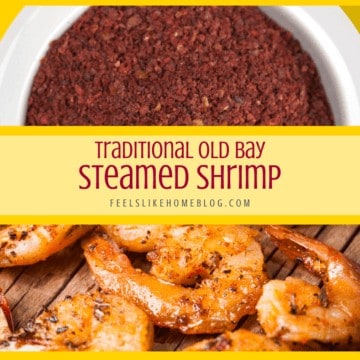 A collage of Shrimp and Old Bay seafood seasoning