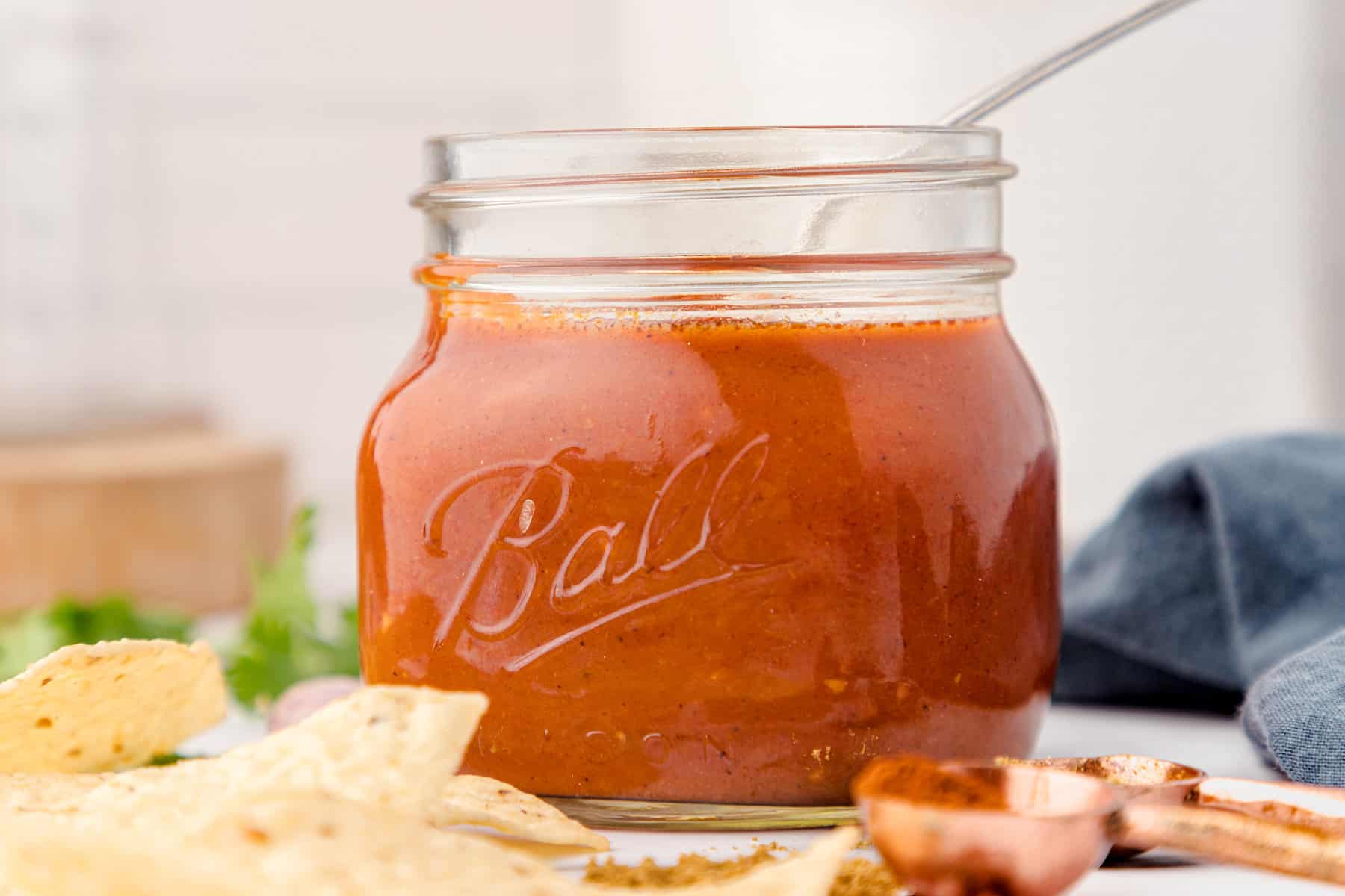 a jar of red enchilada sauce