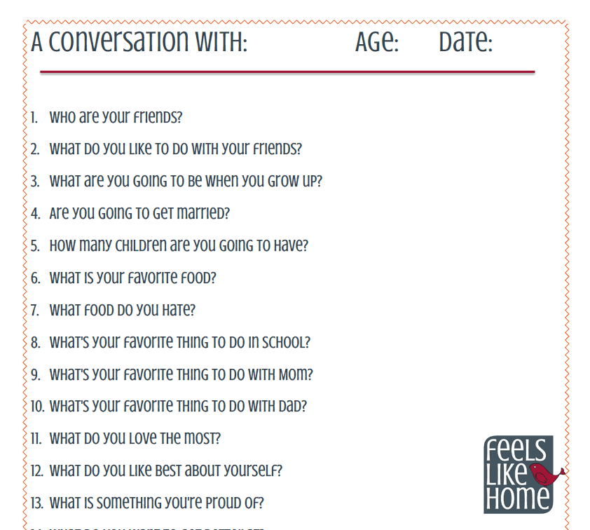 20 Questions to Ask Your Kids Printable.