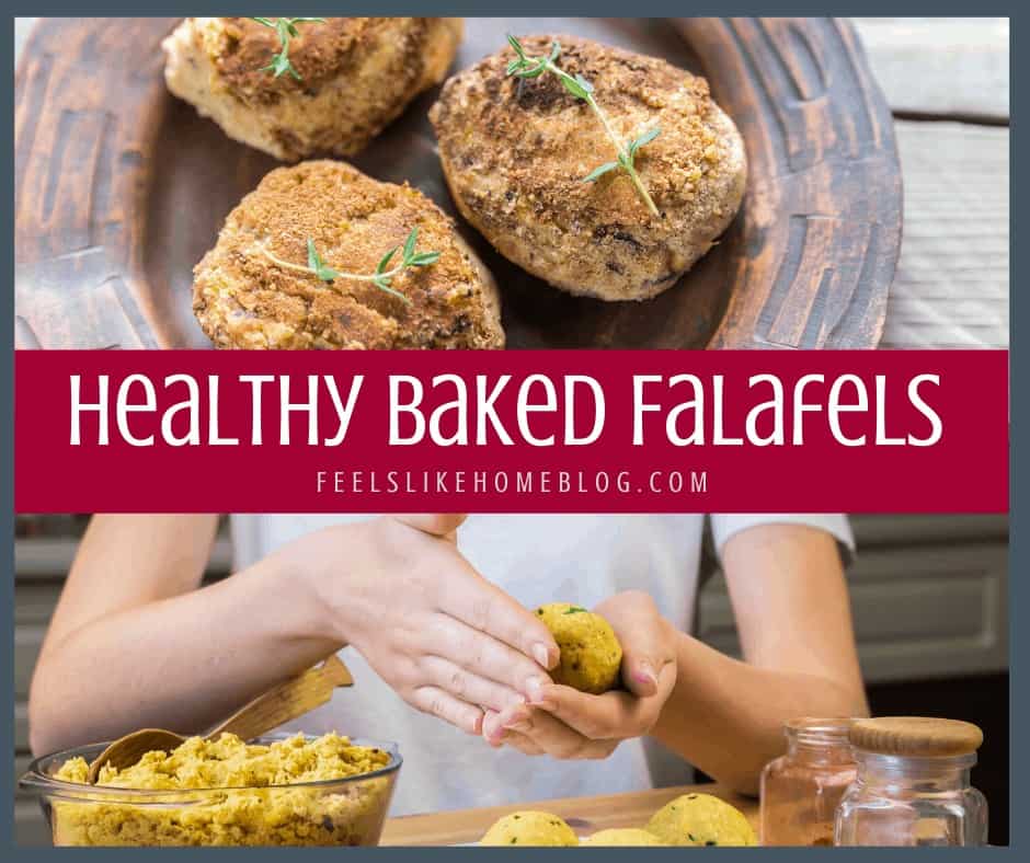 A bunch of different types of food, with Falafel