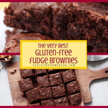 A close up of gluten-free brownies