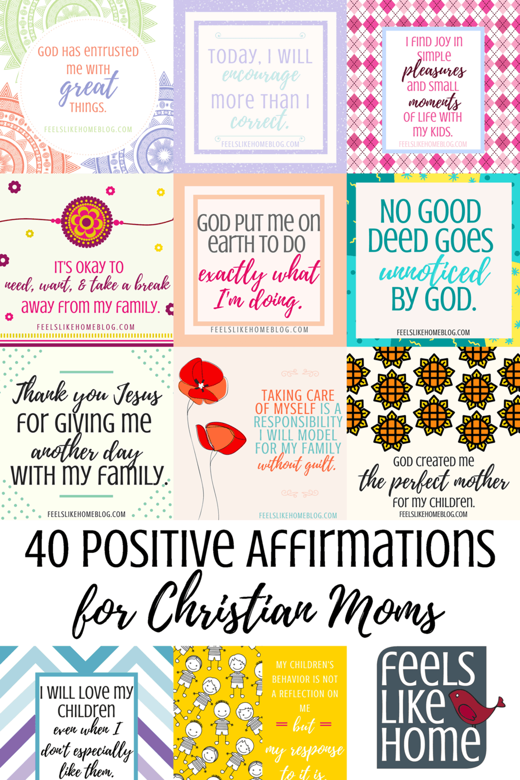 40 Positive Affirmations for Christian Moms (with printable)