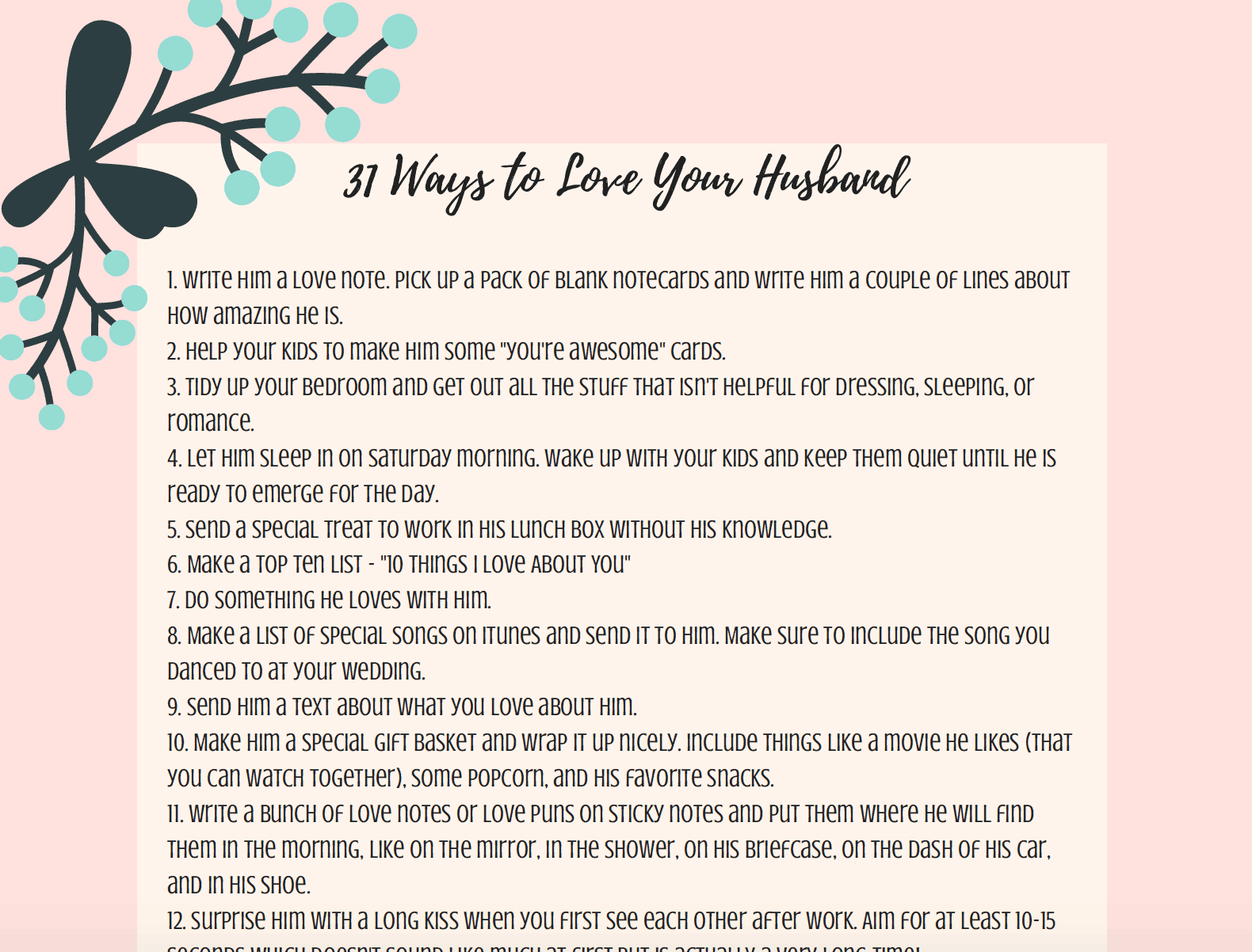 31 Ways To Love Your Husband Printable Feels Like Home™ 