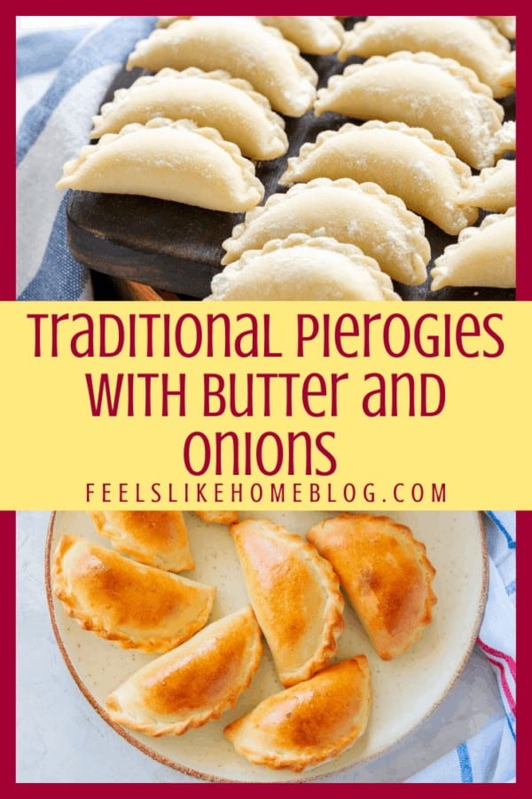 A close up of pierogies before and after cooking