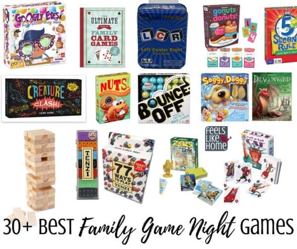 A collage of family games