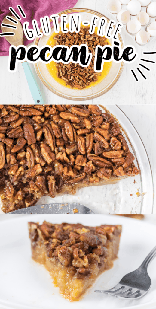 a collage of pie with pecans