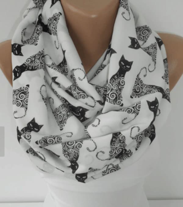 black and white cat scarf