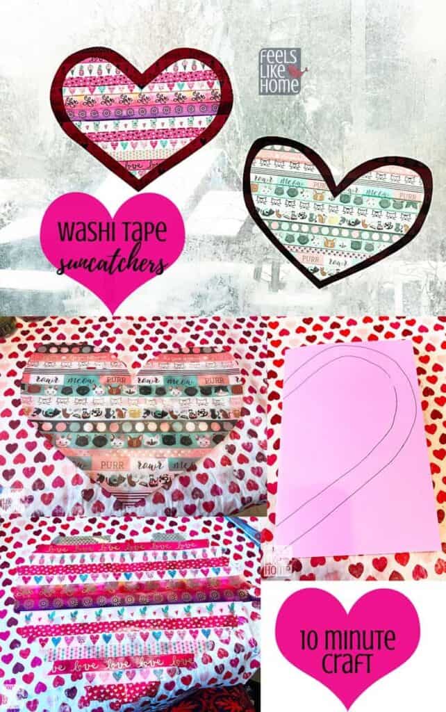A collage of washi tape suncatcher photos