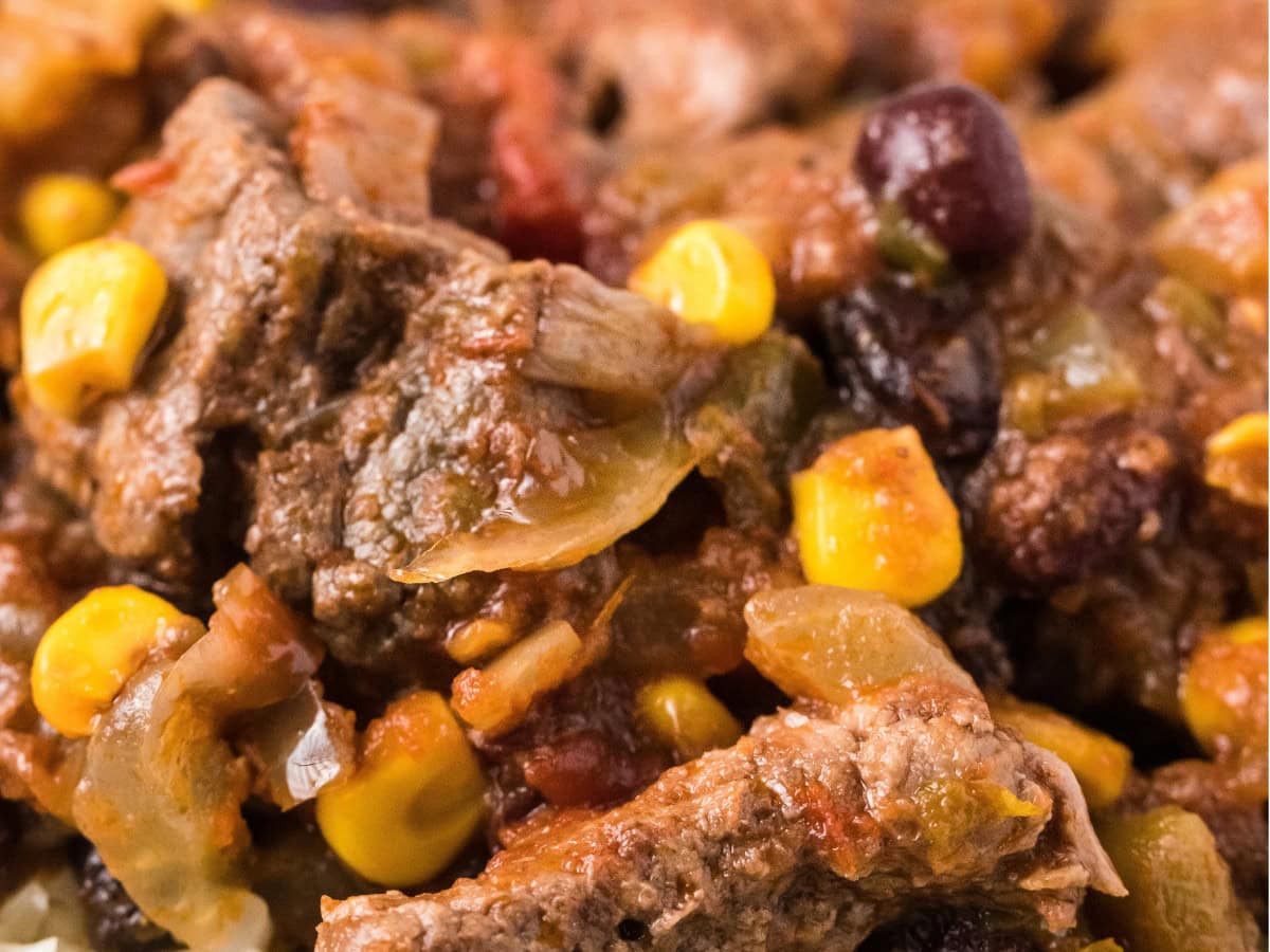 Mexican beef tips with rice