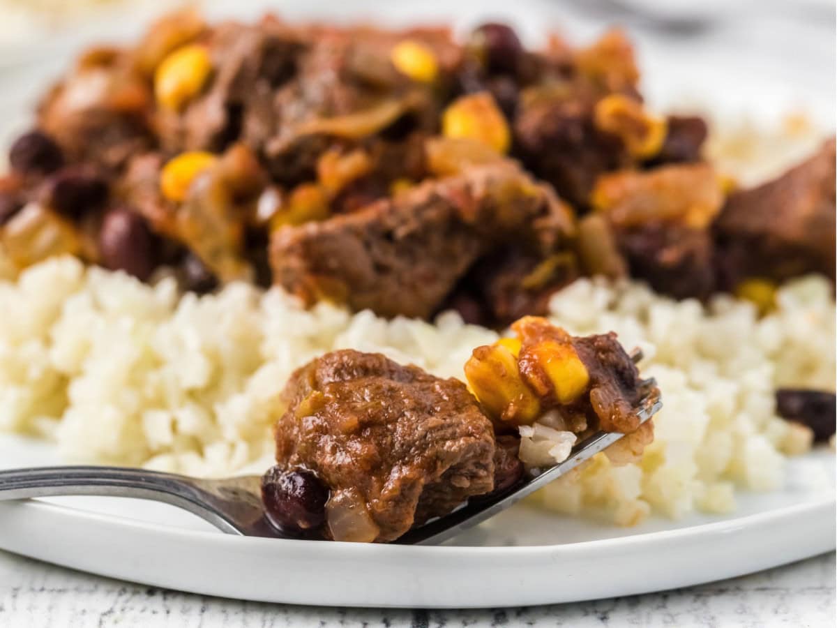 Crockpot Mexican steak and beans