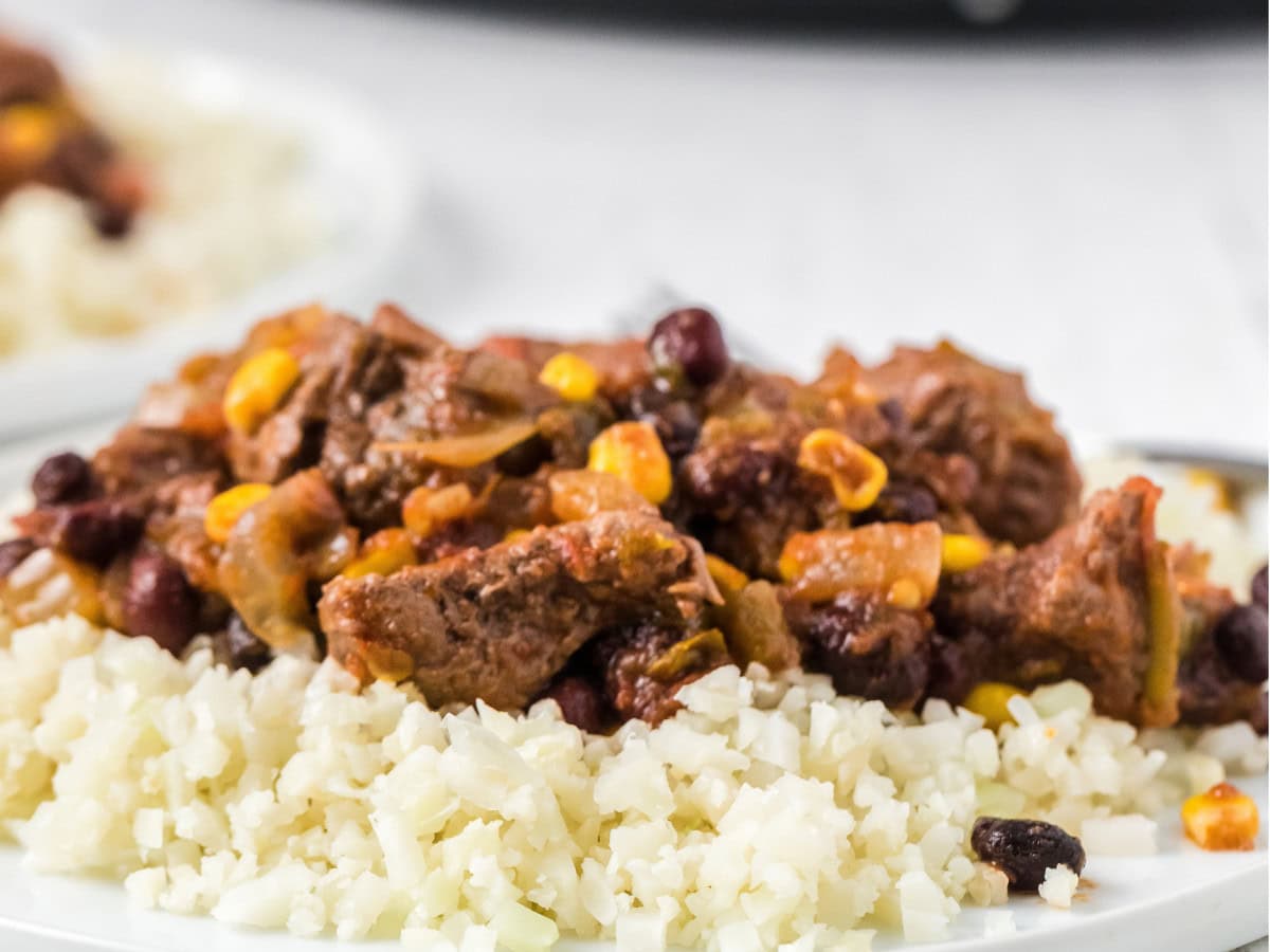 Slow cooker steak and beans