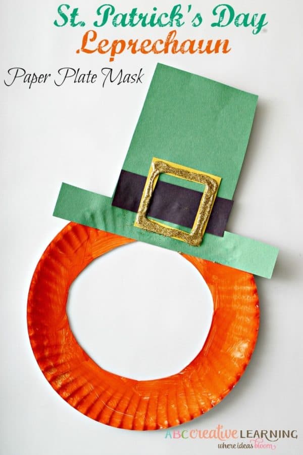 A leprechaun mask made from a paper plate
