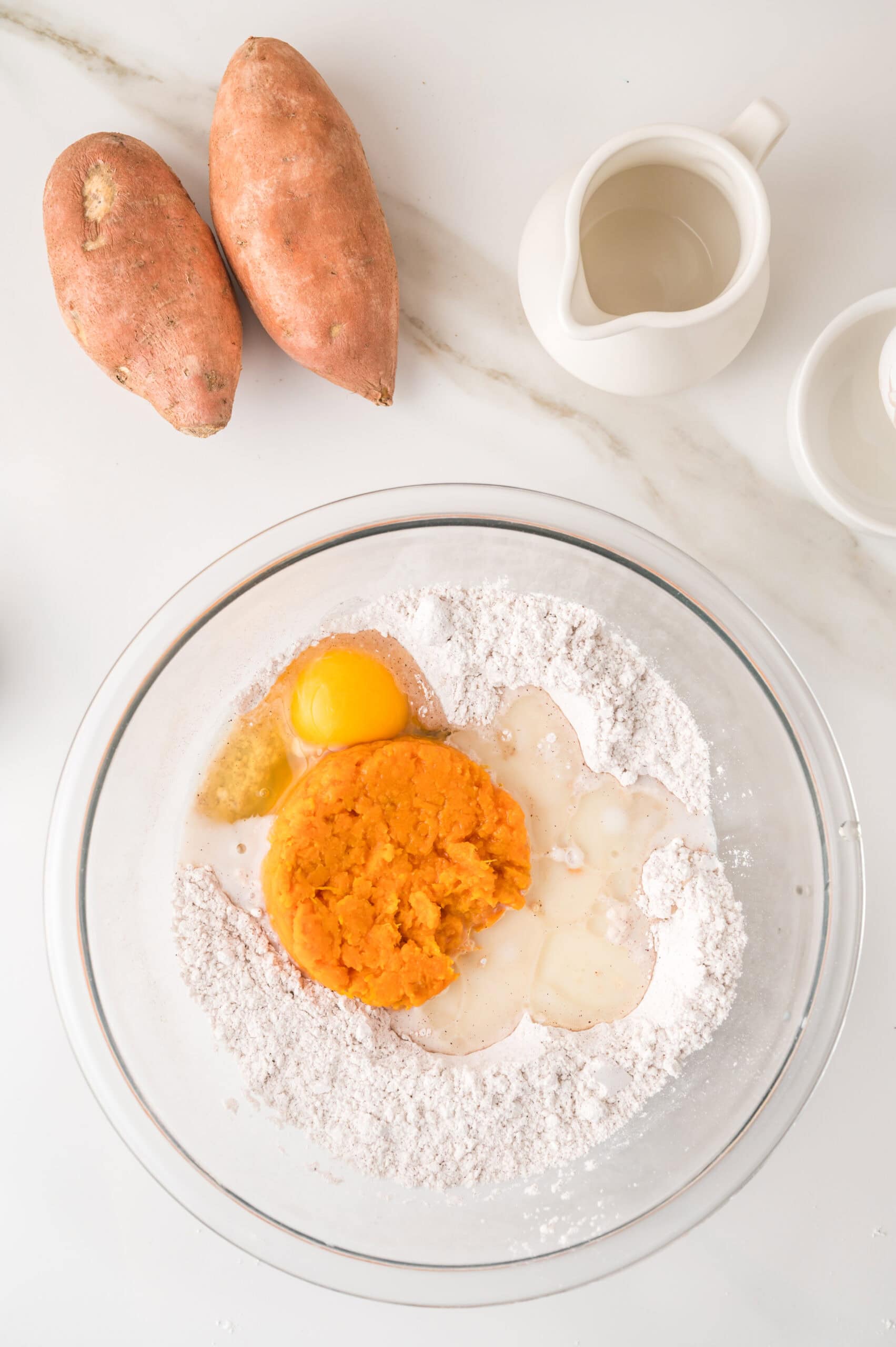 Homemade sweet potato pancake batter