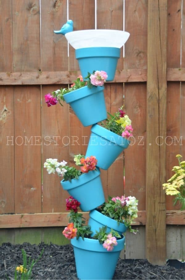 a stack of flower pots