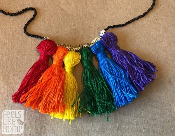 rainbow tassel necklace