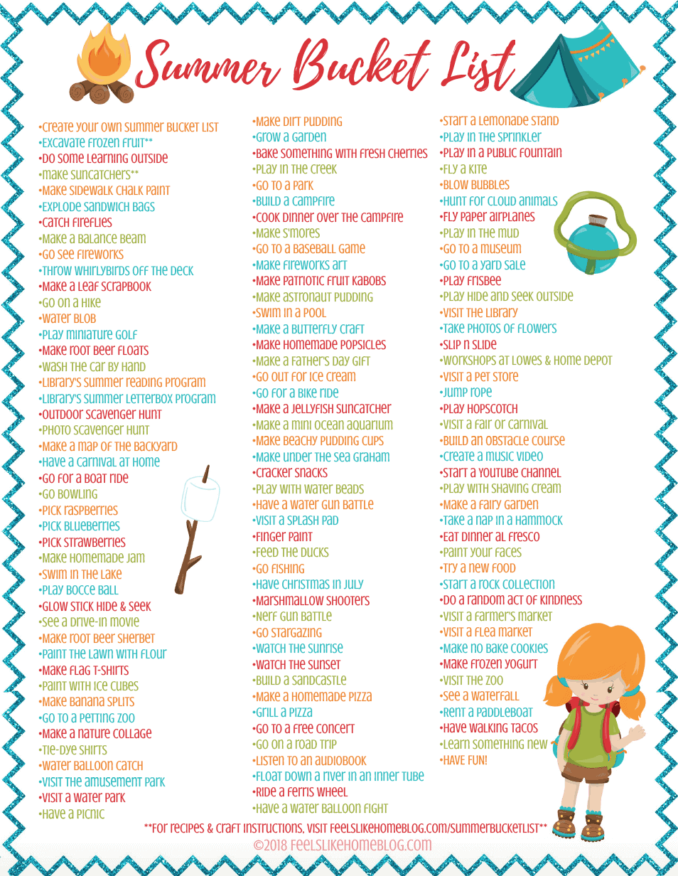 printable bucket list with text