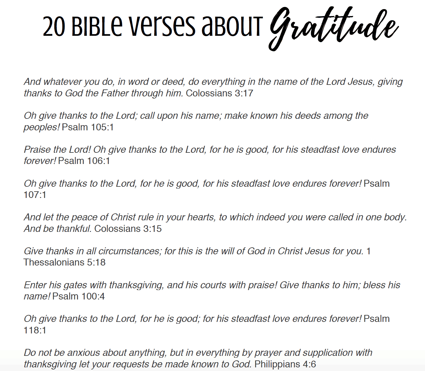 20 Bible Verses About Gratitude Printable Feels Like Home™