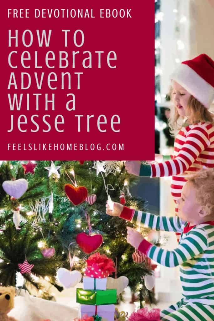How to celebrate Advent with a Jesse Tree - This free ebook includes printable ornaments and family devotions appropriate for preschoolers, older kids, and even teens and adults. The DIY devotional includes ideas for making the tree, symbols to use, and even where to find patterns to make felt ornaments. Each day includes a verse, story, reading, song, and theme.