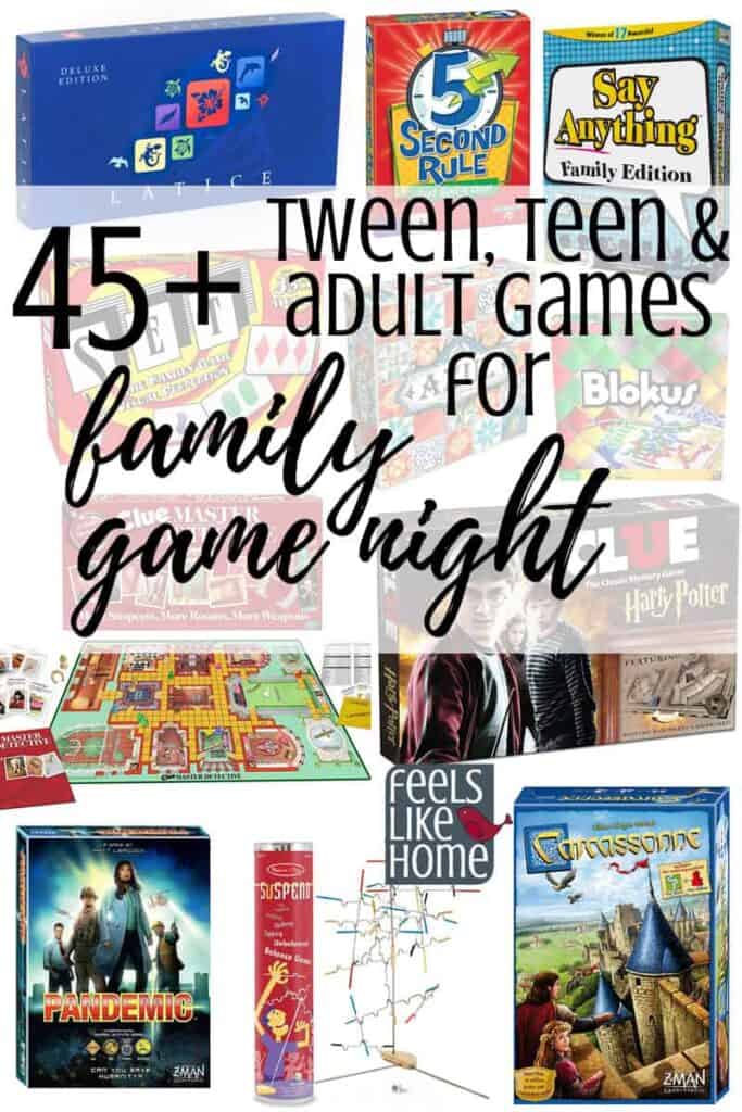 A collage of the best games for family game night